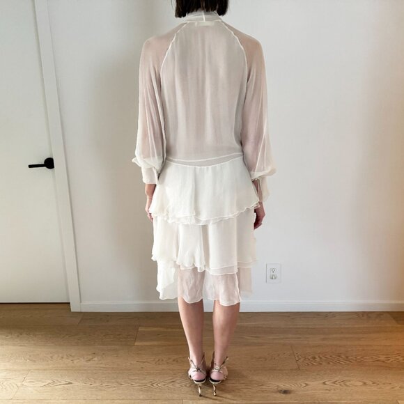 Chloe Ivory Silk Chiffon Dress, size 38 (fits like size small) - Picture 2 of 10